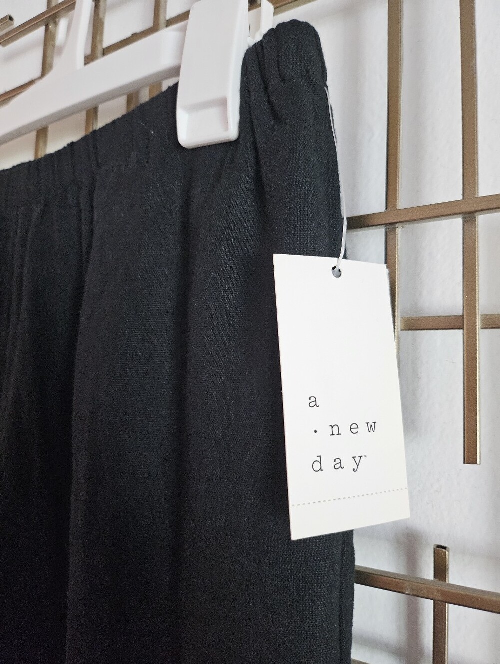 XS- a new day- Black Elastic-Waist Wide-Leg Pants with Lace Bottom Edging NWT - Picture 3 of 5